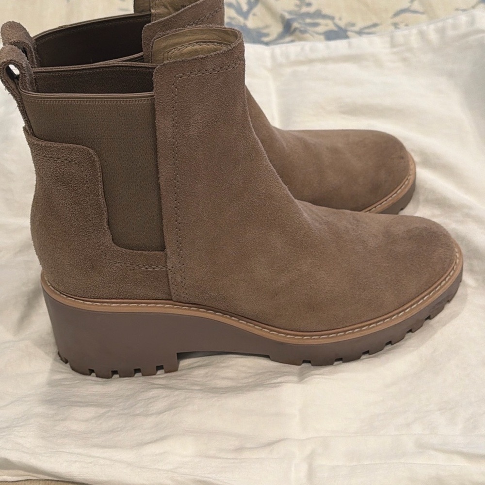 Dolce Vita Taupe Suede Chelsea Lug Booties